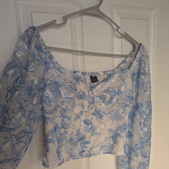 Shein blue and white blouse - small - Picture 4 of 5